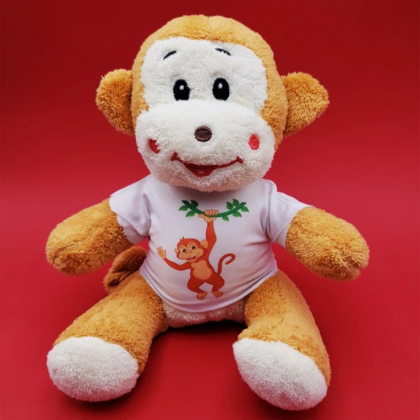 Tişörtlü Sevimli Peluş Maymun - Resim 2