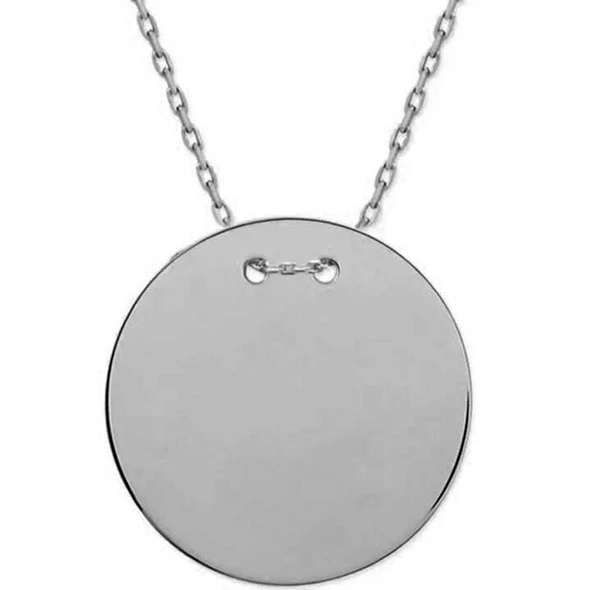 BlackCraft 925 Ayar Gümüş Yuvarlak Plaka Kolye (BC-D44061) - Resim 2