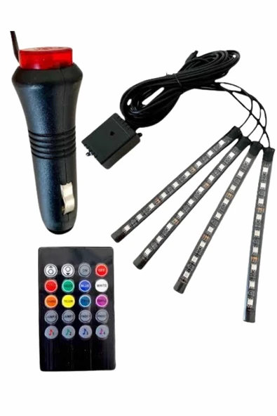 Araç Içi Aydınlatma Kumandalı 12 Led Ayak Altı Led Ambiyans Işığı Sese Duyarlı Kumandalı - 5