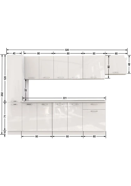 T Designo Tanyeli Hazır Mutfak Dolabı Kiler Dahil - Tezgah Dahil - 4