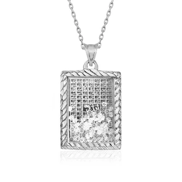 BlackCraft Gümüş Esma'ül Hüsna Yazılı Kolye (BC-128386) ürün görseli 1