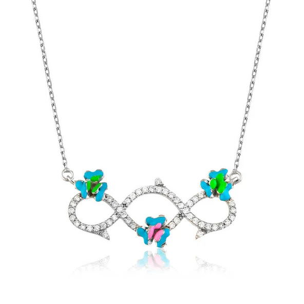 BlackCraft 925 Ayar Gümüş Çiçekli Sonsuzluk Kadın Gümüş Kolye (BC-9BE1A0)