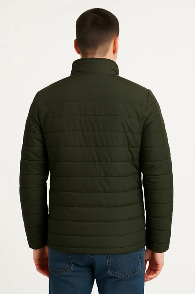 Erkek Bomber Mont Ceket – Su İtici Kumaş, Kapitone Astarlı, Fermuarlı, Kışlık - Haki - 2