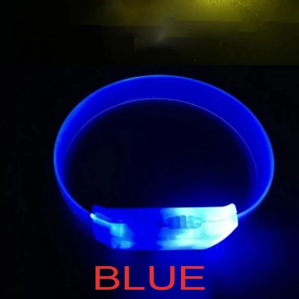 3 Modlu Pilli LED Işıklı Esnek Parti Bilekliği Mavi - Resim 2