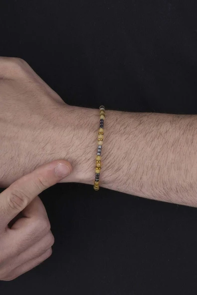 Gümüş Pazarım Hematit Taşı Geçişli Jade Taşı Doğal Taş Bileklik - Resim 3