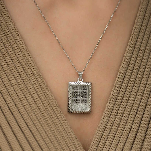 BlackCraft Gümüş Esma'ül Hüsna Yazılı Kolye (BC-128386) - Resim 3