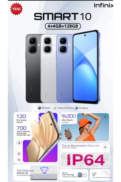 Smart 10 128gb 4+4 Ram SİLVER