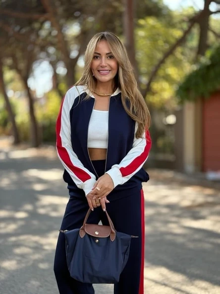 Kadın Hakim Yaka şerit Detay Hırka Ve Bol Paça Pantolon Ikili Takım