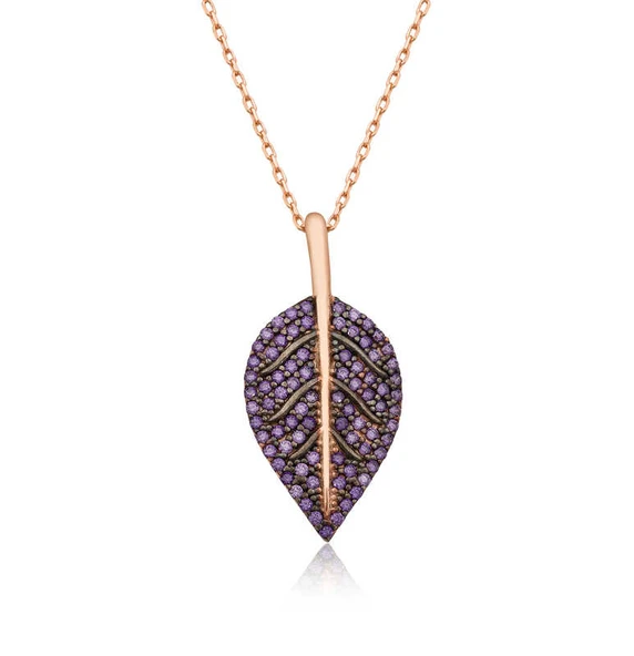 BlackCraft 925 Ayar Gümüş Yaprak Kadın Gümüş Kolye (BC-84AC6D)