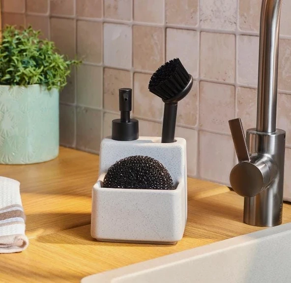Süngerli Frıçalı Tezgah Üstü Mutfak Banyo Sıvı Sabunluk Takımı 400 Ml - Mutfak Sabunluk Seti - 3