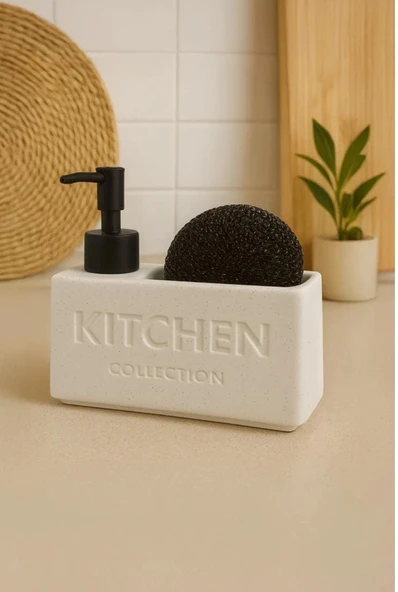 Lüx Modern Süngerlikli Bölmeli Seramik Sıvı Sabunluk