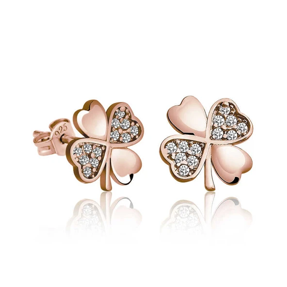 BlackCraft 925 Ayar Gümüş Yonca Kadın Küpe (BC-BA656C) ürün görseli 1