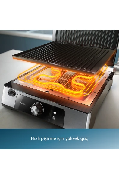 Philips 5000 Serisi Contact Grill HD6301/90 2200 W Tost Makinesi - Resim 3