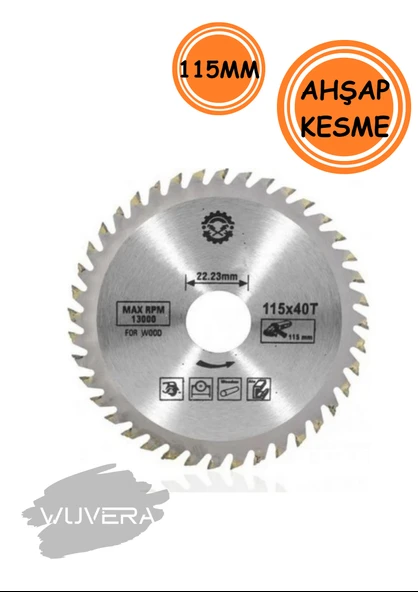 Wuvera 115 mm 40 Diş Elmas Uçlu Kesici – Ahşap, Sunta ve Parke İçin Uygun ürün görseli 1