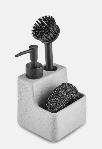 Süngerli Frıçalı Tezgah Üstü Mutfak Banyo Sıvı Sabunluk Takımı 400 Ml - Mutfak Sabunluk Seti - 3
