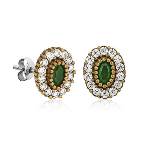 BlackCraft Gümüş Otantik Oval Çivili Küpe (BC-B2E0D8) - Resim 2