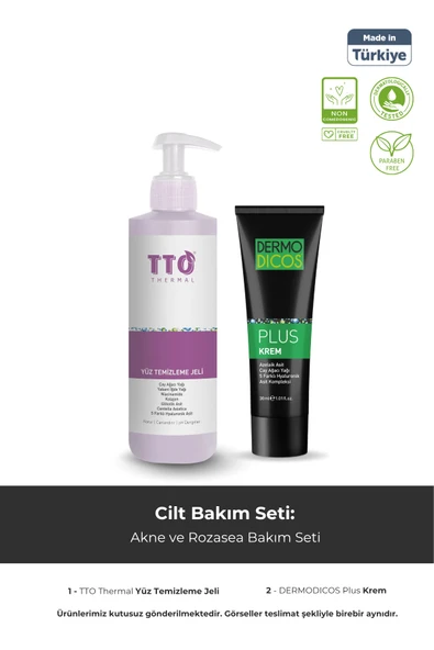 Tto Akne ve Rozasea Bakım Seti Temizleme Jeli Dermodicos Plus ürün görseli