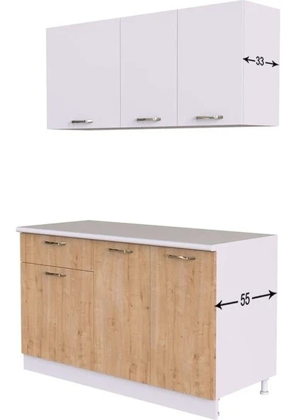 Feyza Hazır Mutfak Dolabı 140 cm  Tezgah Dahil - 4
