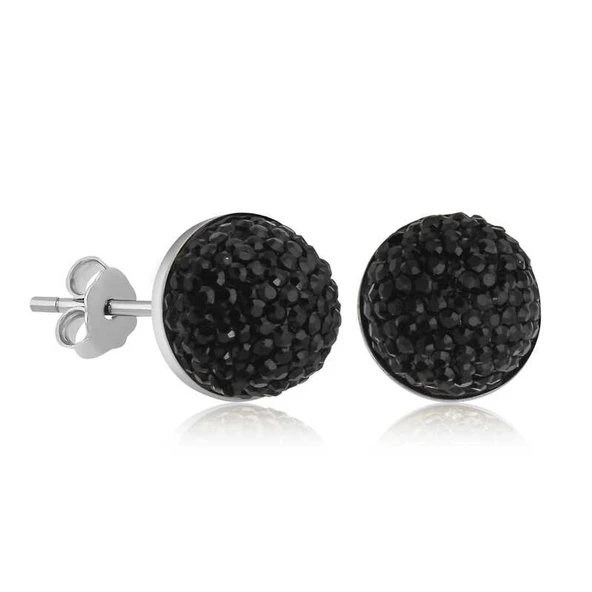 BlackCraft Gümüş Siyah Kristal Çivili Kadın Küpe (BC-D171BC) ürün görseli 1