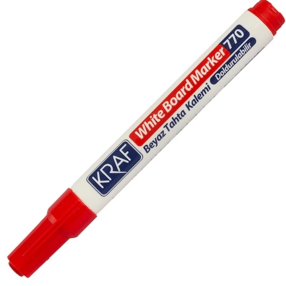 Kraf Beyaz Tahta Kalemi Doldurulabilir 770 Kırmızı 12’li