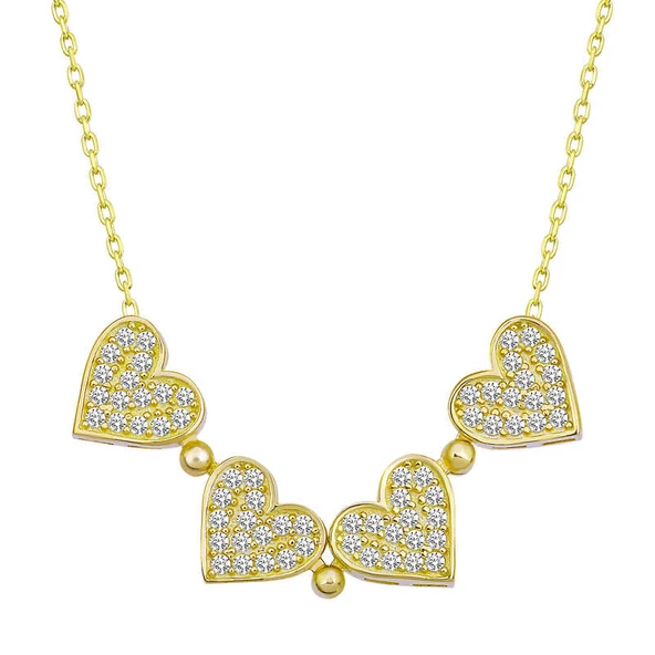 BlackCraft Gümüş Gold Kalpli Açılabilen Yonca Kadın Gümüş Kolye (BC-E28ADF) - Resim 2