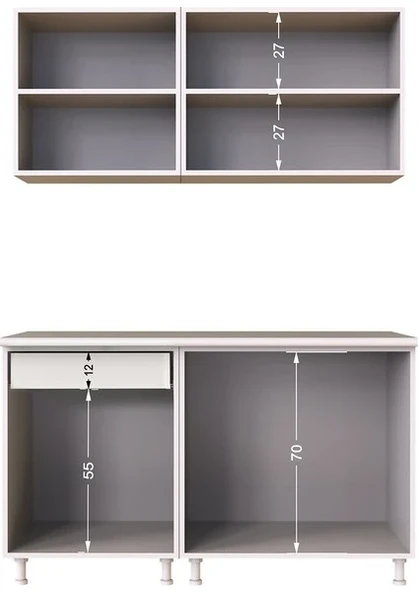 Feyza Hazır Mutfak Dolabı 140 cm  Tezgah Dahil - 5