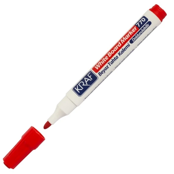 Kraf Beyaz Tahta Kalemi Doldurulabilir 770 Kırmızı 12’li - 2