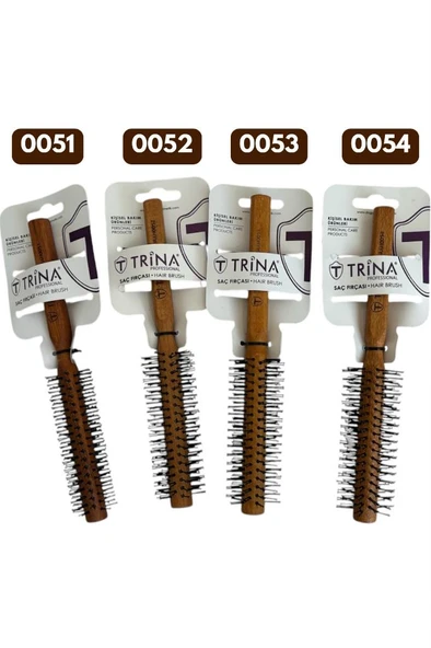 Trina Yuvarlak Erkek Saç Fırçası Ahşap Sap 0054 - 2