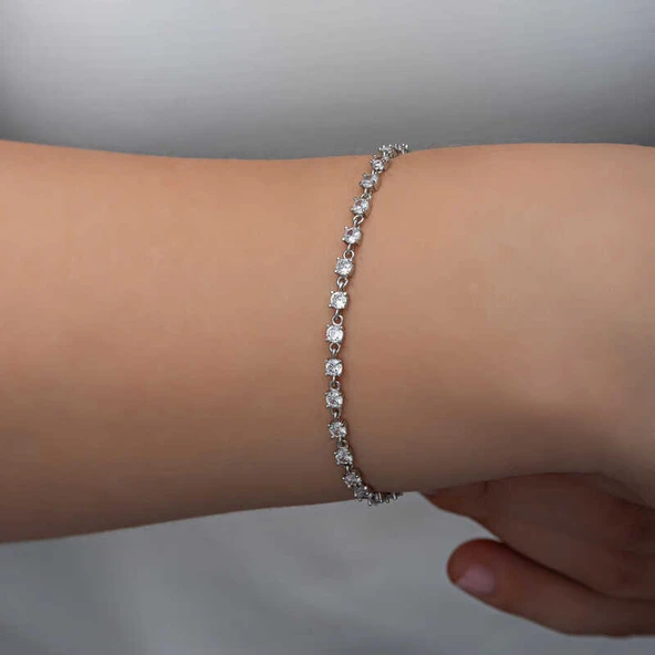 BlackCraft Gümüş Zirkon Taşlı Kadın Bileklik (BC-F3CE20) - 4