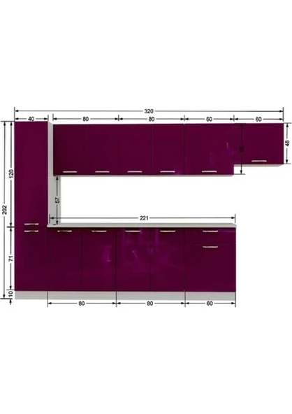 T Designo Sıla Hazır Mutfak Dolabı Kiler Dahil 320 cm Tezgah Dahil - Resim 4