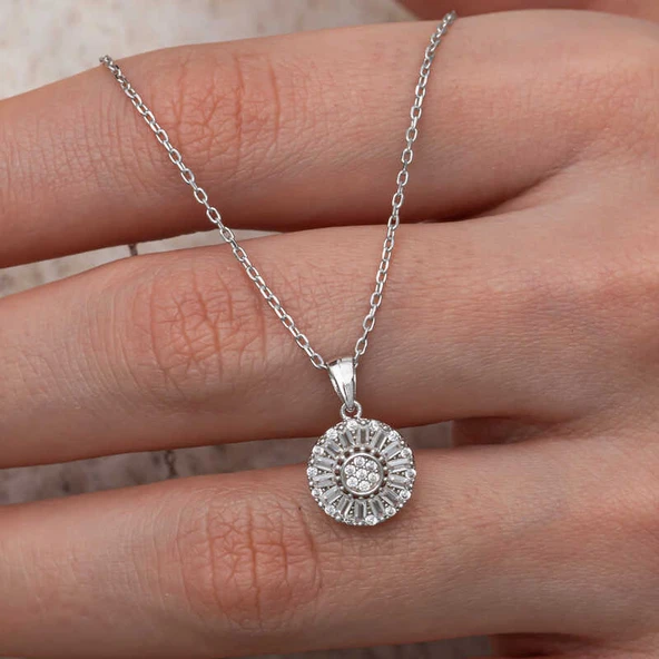 BlackCraft Gümüş Zirkon Taşlı Yuvarlak Kadın Kolye (BC-CBBE69) - Resim 2