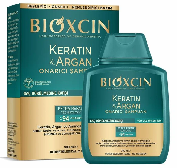 Bioxcin Keratin ve Argan Onarıcı Şampuan 300 ml | Tüm Saç Tipleri için Saç Dökülmesine Karşı ürün görseli