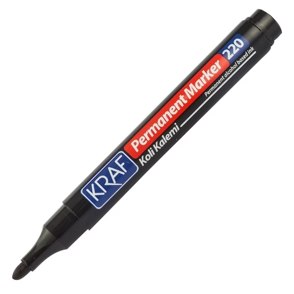 Kraf Permanent Markör Yuvarlak Uc 220 Siyah (Koli Kalemi) 12’li