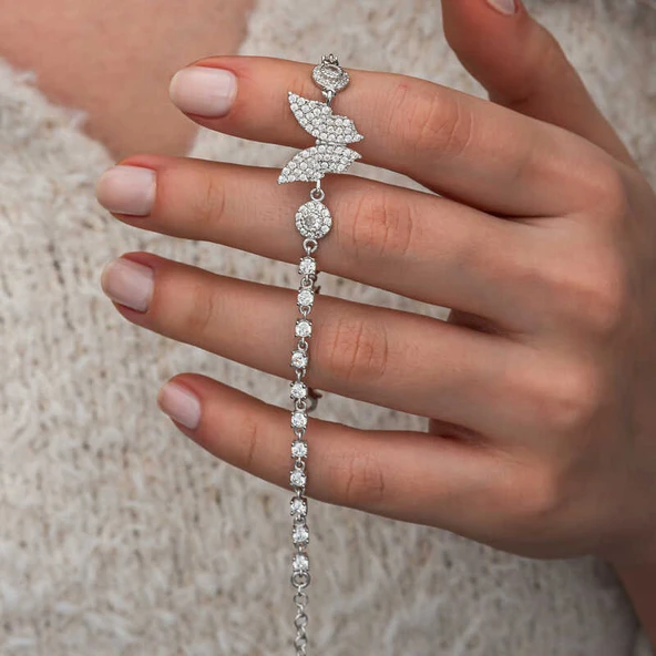 BlackCraft Gümüş Zirkon Taşlı Kelebek Kadın Bileklik (BC-261FD5) ürün görseli 1