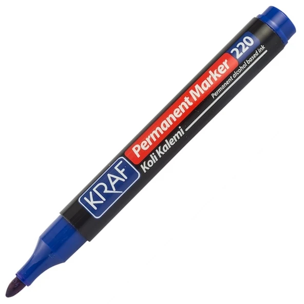 Kraf Permanent Markör Yuvarlak Uc 220 Mavi (Koli Kalemi) 12’li - 1
