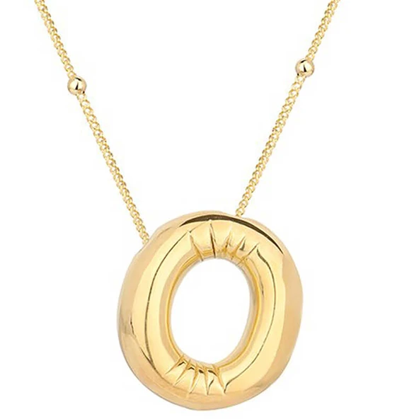 BlackCraft 925 Ayar Gümüş Gold Balon O Harfi Kadın Kolye (BC-9640A9) ürün görseli 1