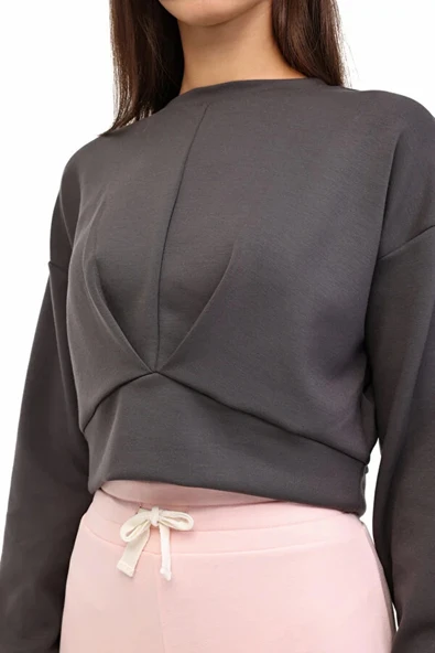 Lumberjack Arat Yog1-7 Yog1 0 Yaka Kadin Sweat - Antrasit - Resim 4