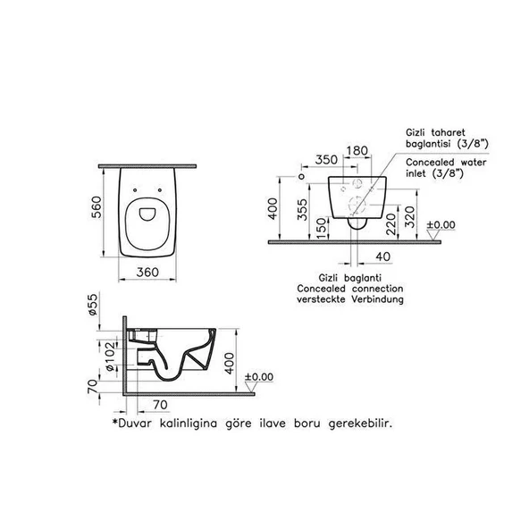 Vitra Metropole Rimex Asma Klozet Beyaz - Resim 2