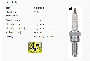 BUJİ-2 TIRNAK YAMAHA-SUZUKİ-KAWASAKİ - NGK-CR10EK