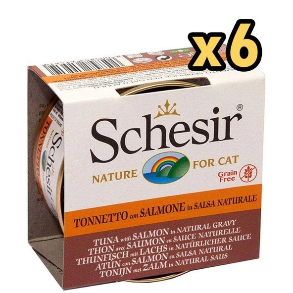 Schesir Soslu Ton Ve Somonlu Kedi Konservesi 70 Gr x 6 Adet ürün görseli 1