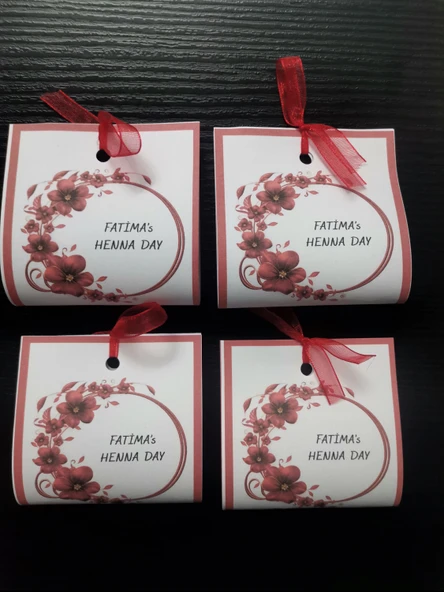 100 Adet Kişiye Özel Tasarım Hazır Paketlenmiş Dağıtmalık Hediyelik Kına - Resim 3