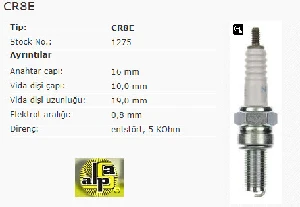 BUJİ-YAMAHA/SUZUKİ/KAWASAKİ - NGK-CR8E