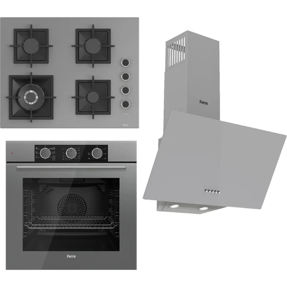 Ferre Flameart Sc Serisi Gri Set (SC408-WFA + QMS63CPR +D088 ) - 65 Cm'lik Kare Döküm Izgara-Wok ürün görseli 1