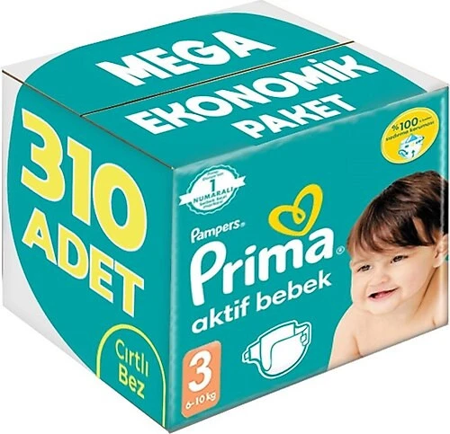 Prima Aktif Bebek Bezi 3 Numara 310 Adet ürün görseli 1