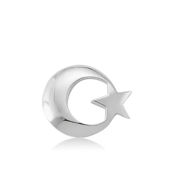 BlackCraft 925 Ayar Gümüş Ay Yıldız Rozet (BC-3159F1) ürün görseli