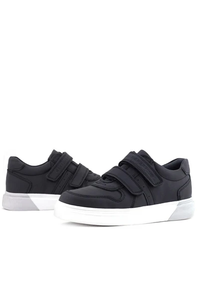 Rakerplus Hakiki Deri Cırtlı Siyah Beyaz Tabanlı Erkek Çocuk Spor Ayakkabı - Resim 8