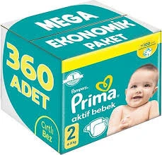 Prima Aktif Bebek Bezi 2 Numara 360 adet ürün görseli