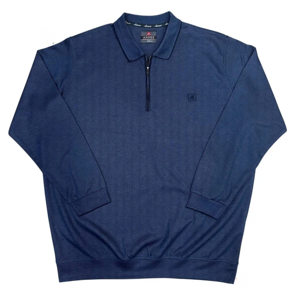 Büyük Beden Erkek Yakalı Sweatshirt Battal - 4
