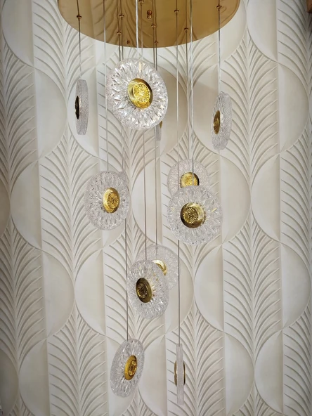 Şık Tarz Modern LED Avize Gold Ledli Salon Avize 12 Lİ - 3