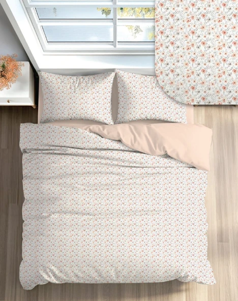 FİXBOX ÇİFT KİŞİLİK RANFORCE NEVRESİM TAKIMI FİORİNA SOMON - Resim 2